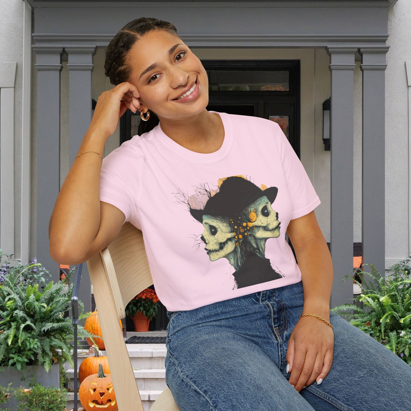 Creepy Skull Witches Adult T-shirt