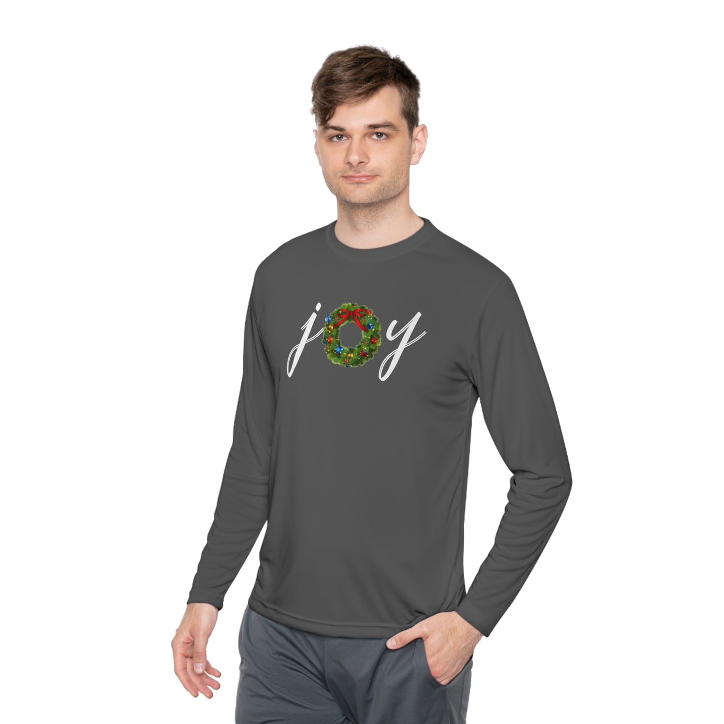 Joy w/Wreath Adult Long Sleeve Tee