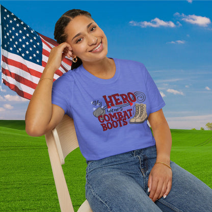 My Hero Wears Combat Boots Adult T-Shirt