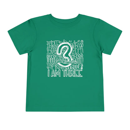 I Am Three Typography Toddler Tee