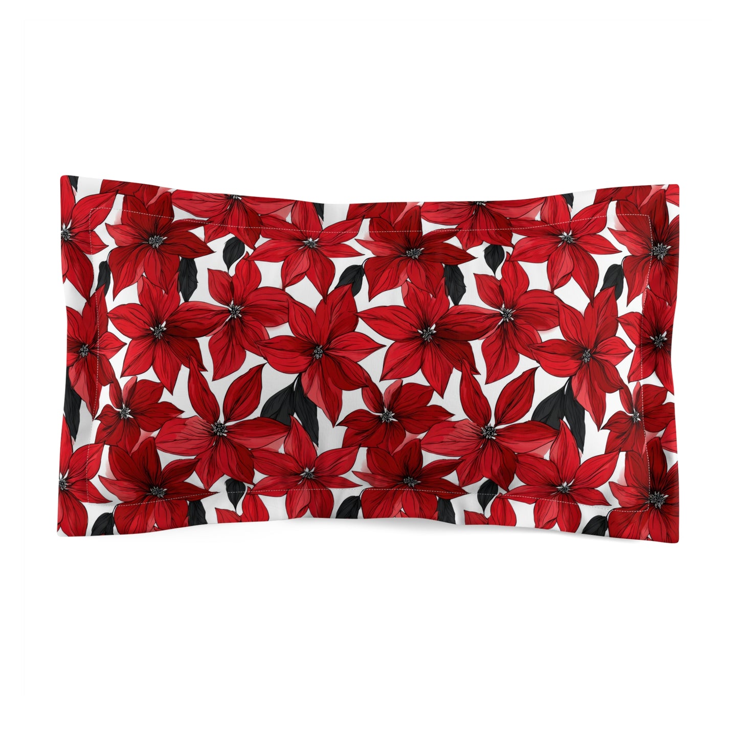 Inked Poinsettias Microfiber Pillow Sham