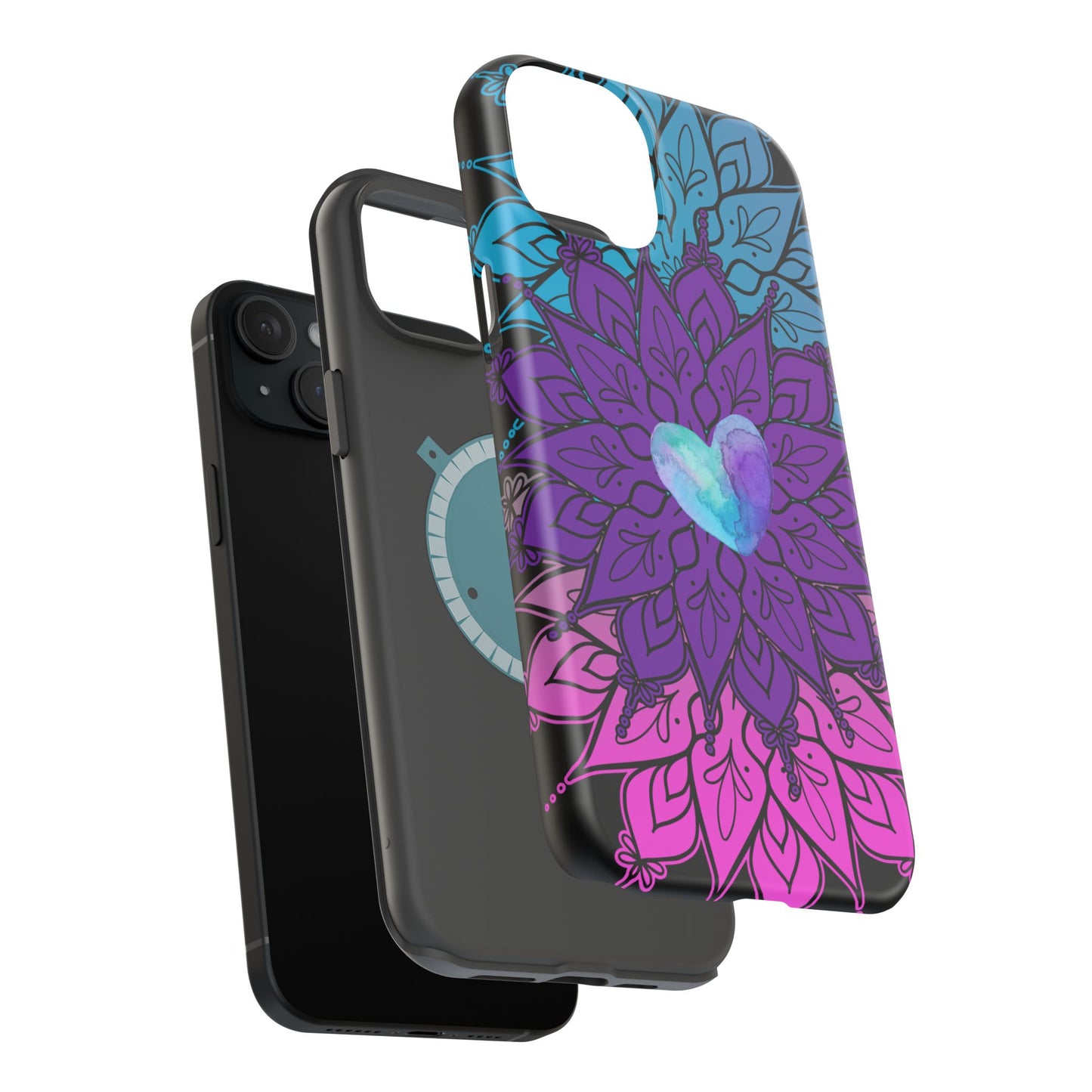 Colorful Mandala w/Heart MagSafe® Compatible Tough Case for iPhone
