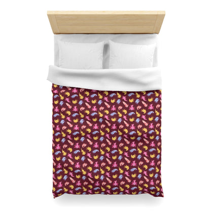 Crimson Axolotls Microfiber Duvet Cover