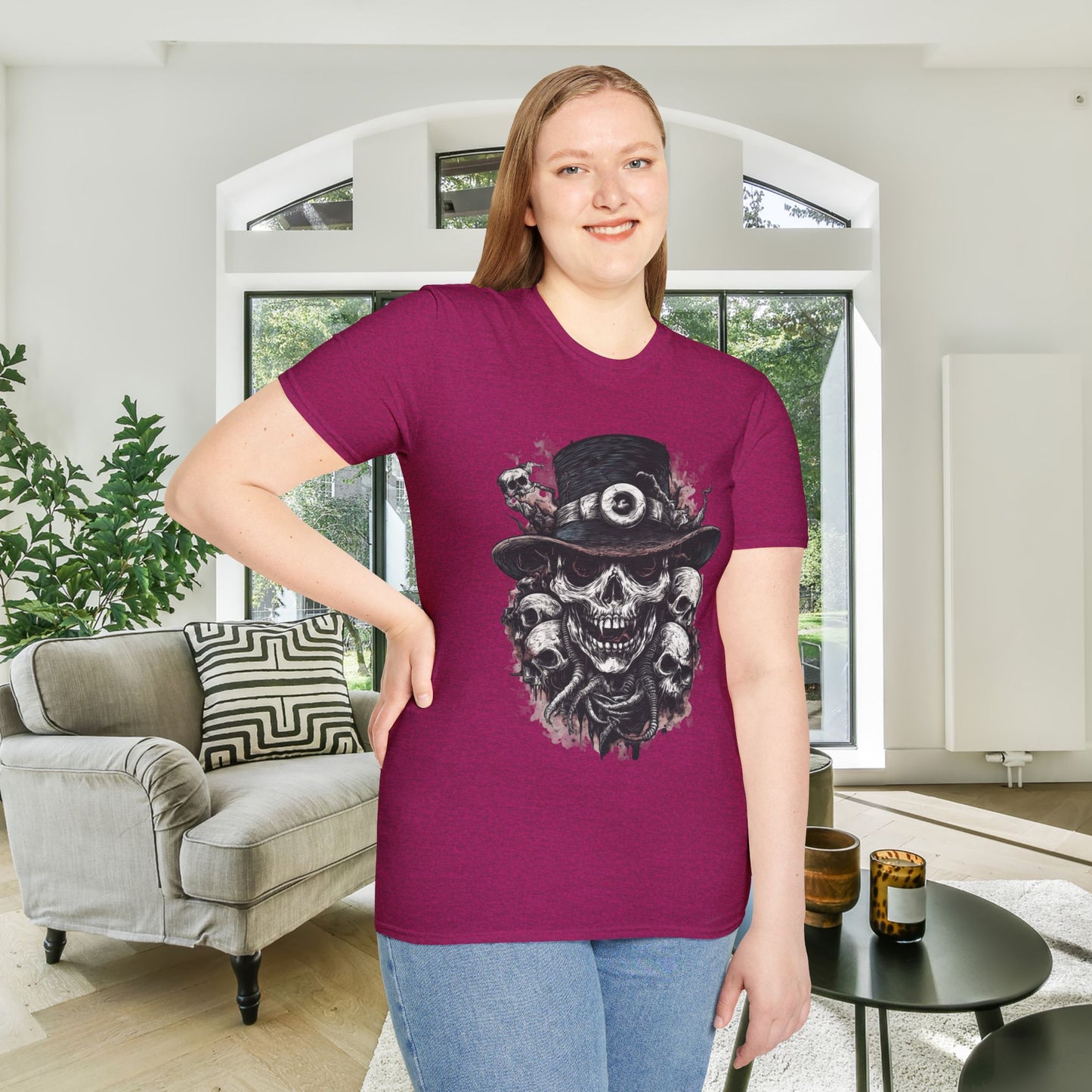 Creepy Skulls w/Top Hat Adult T-shirt
