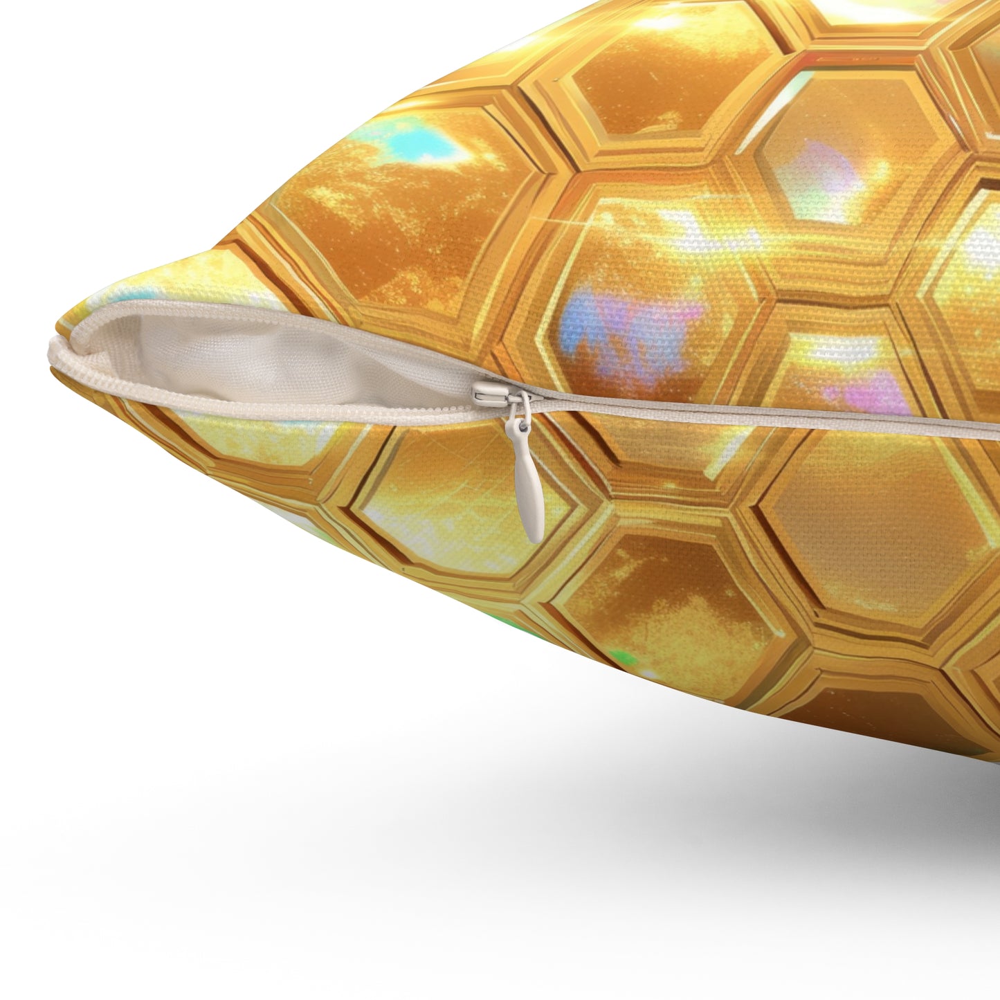 Golden Prism Grid Throw Pillow