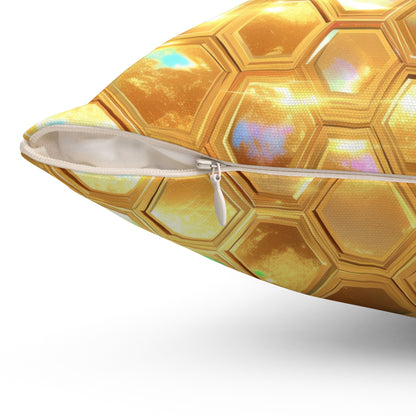 Golden Prism Grid Throw Pillow