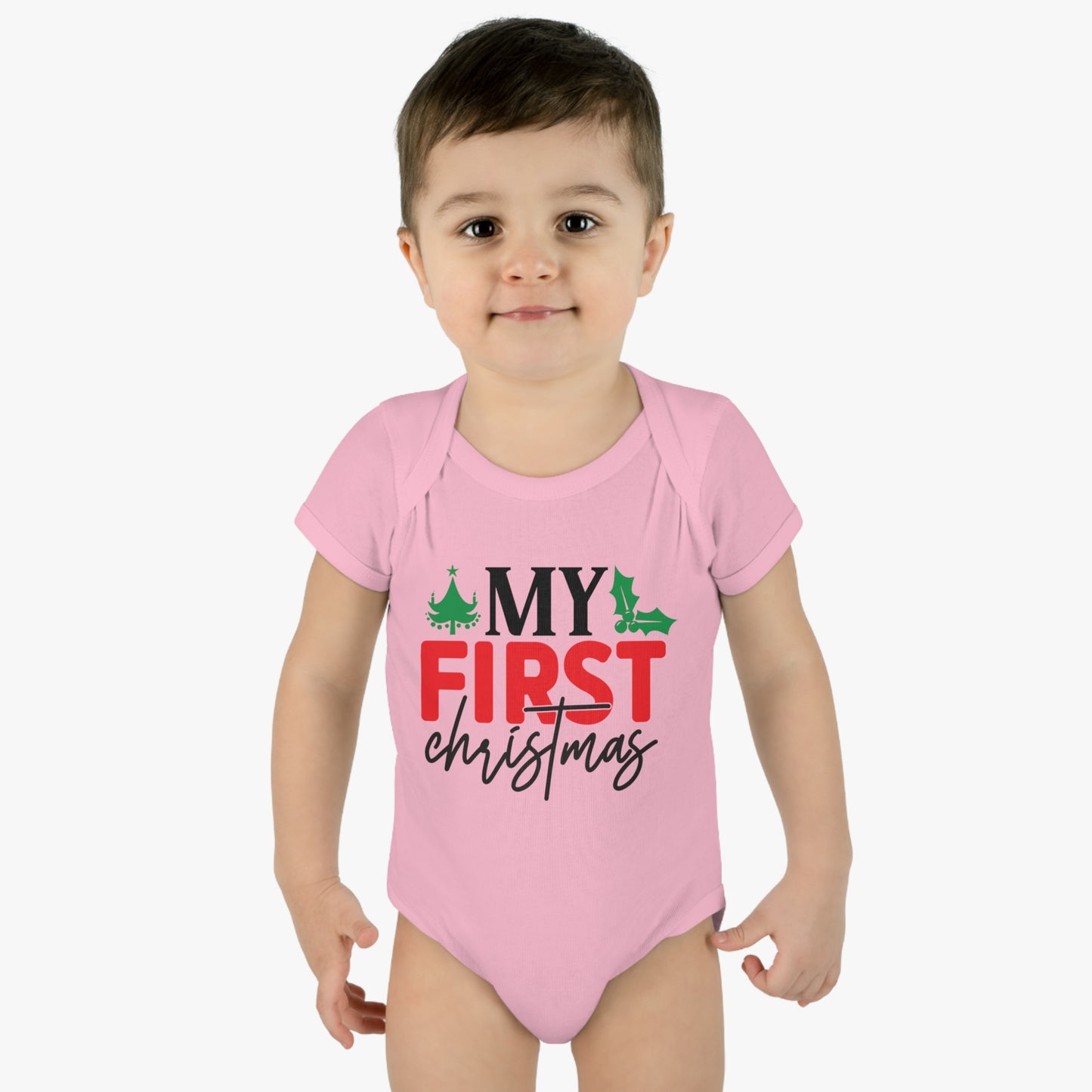 My First Christmas Infant Baby Rib Bodysuit