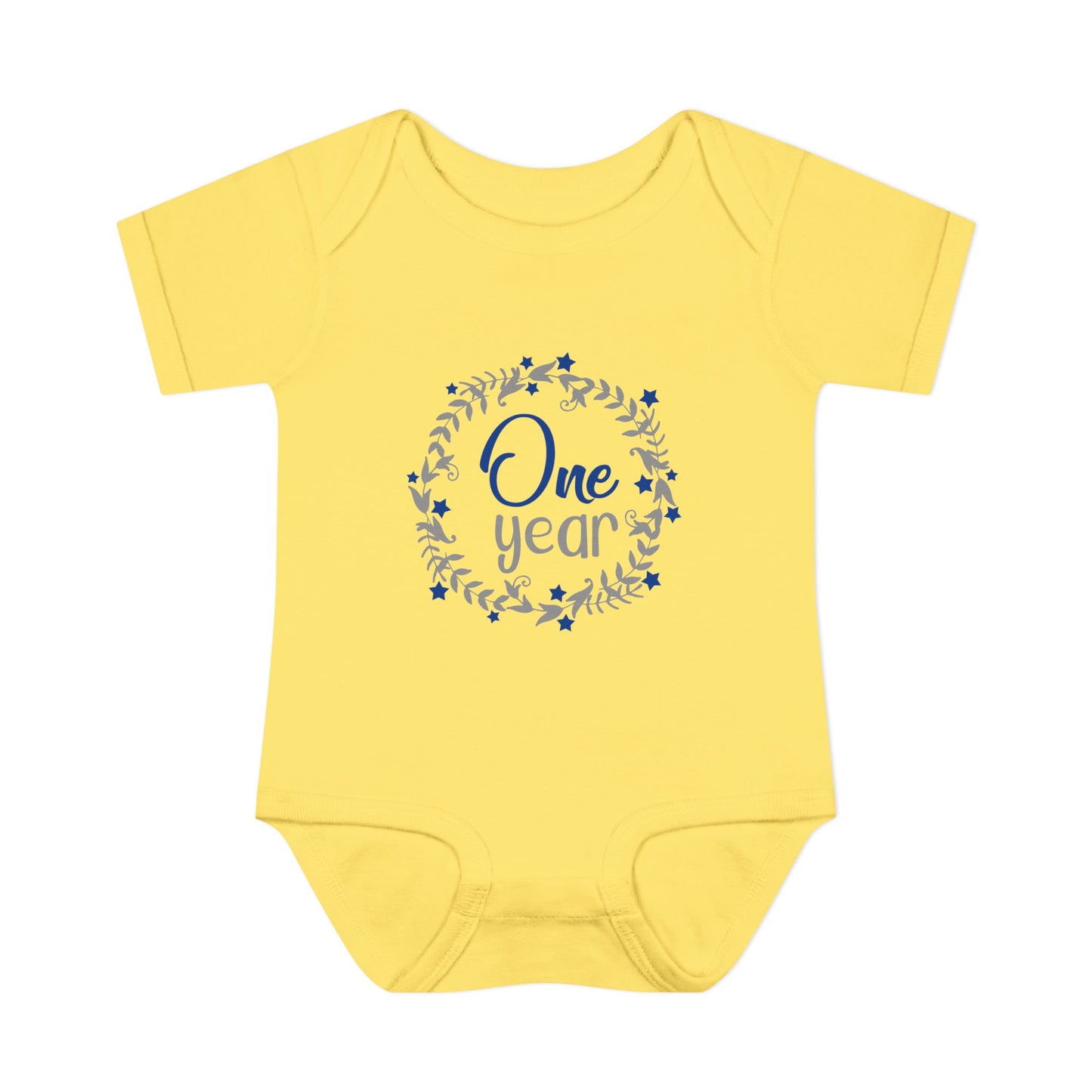 Blue Milestone Wreath Onesie-One Year