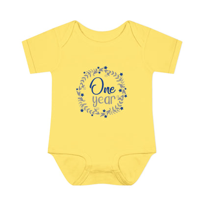 Blue Milestone Wreath Onesie-One Year