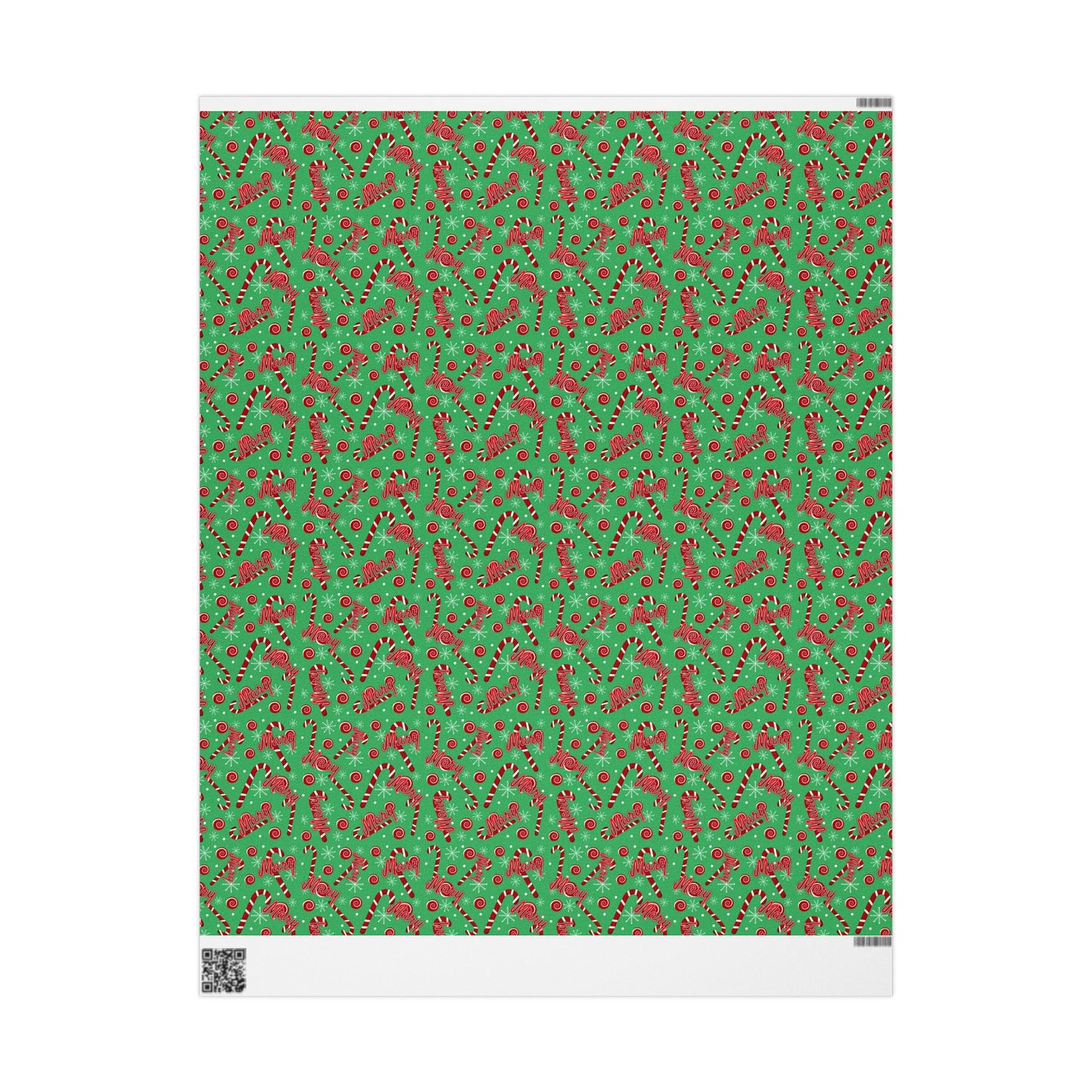 Red & Green Candy Canes Custom Name Wrapping Paper (Mary)