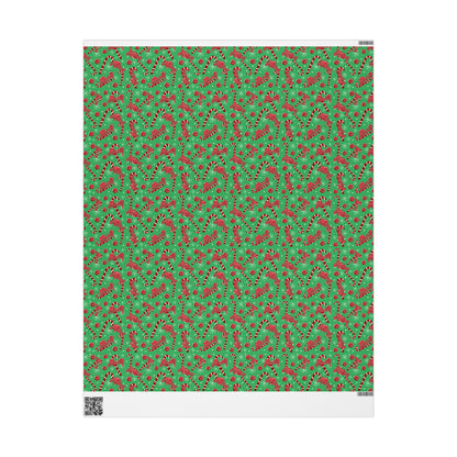 Red & Green Candy Canes Custom Name Wrapping Paper (Mary)