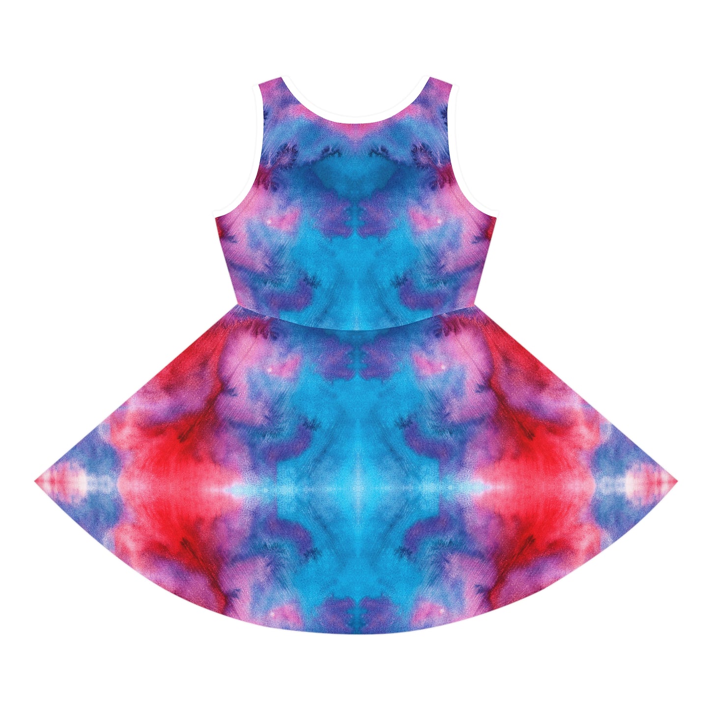 Red & Blue Tie Dye Sleeveless Sundress