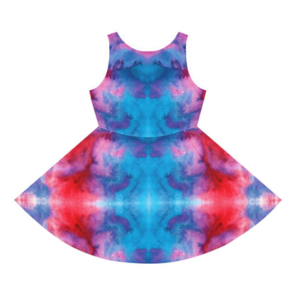 Red & Blue Tie Dye Sleeveless Sundress