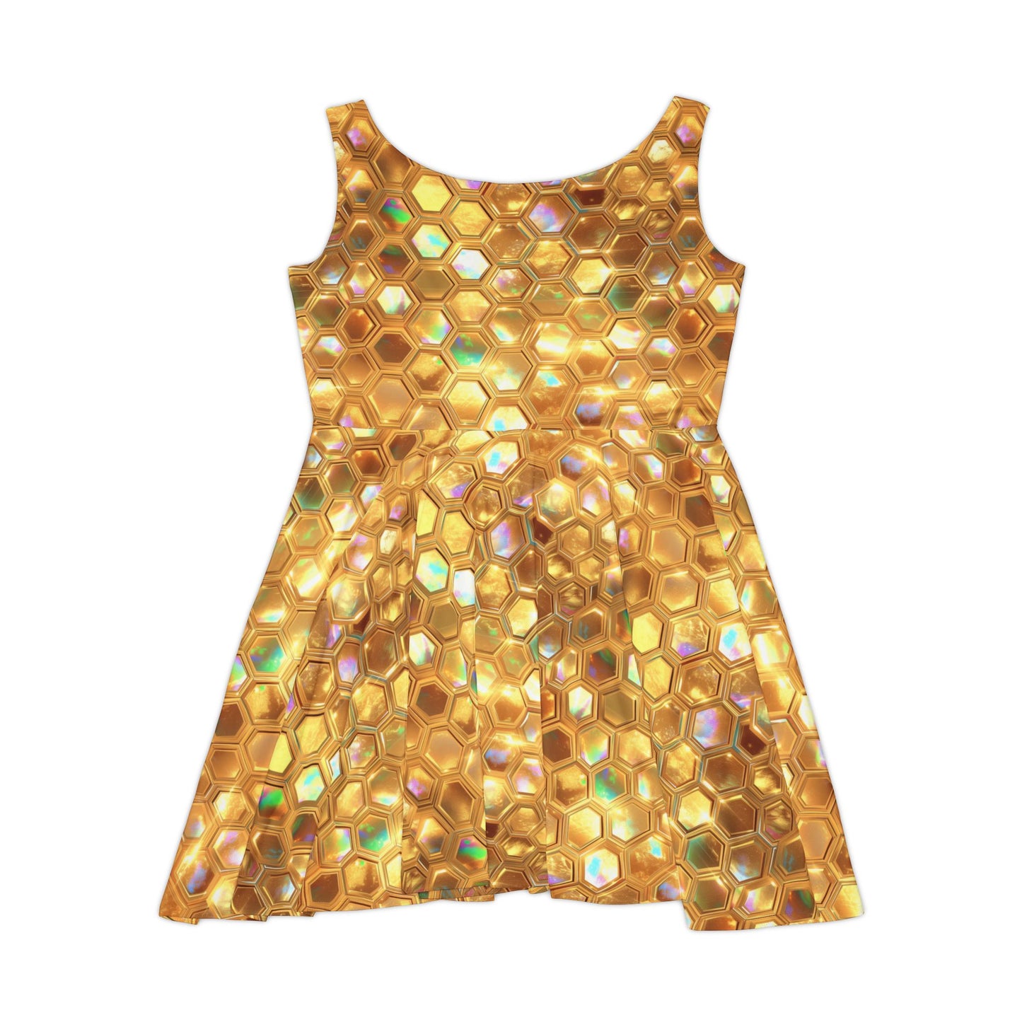 Golden Prism Grid Women's Skater Dress