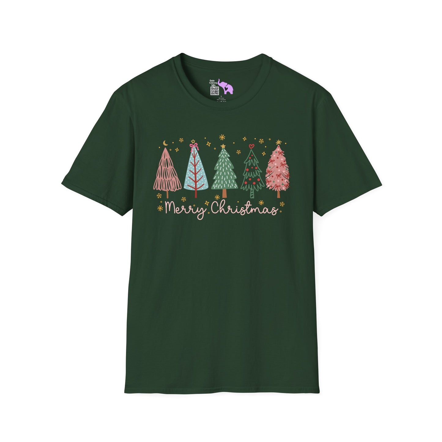 Merry Christmas Trees & Stars Adult T-shirt