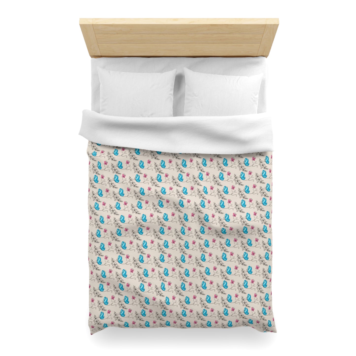 Butterfly Doodles Microfiber Duvet Cover