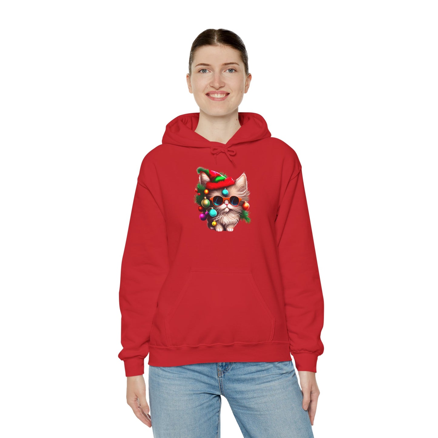 Christmas Tree Kitten Heavy Blend™ Hooded Sweatshirt