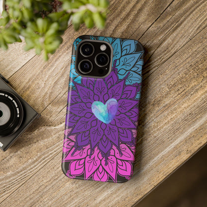 Colorful Mandala w/Heart MagSafe® Compatible Tough Case for iPhone