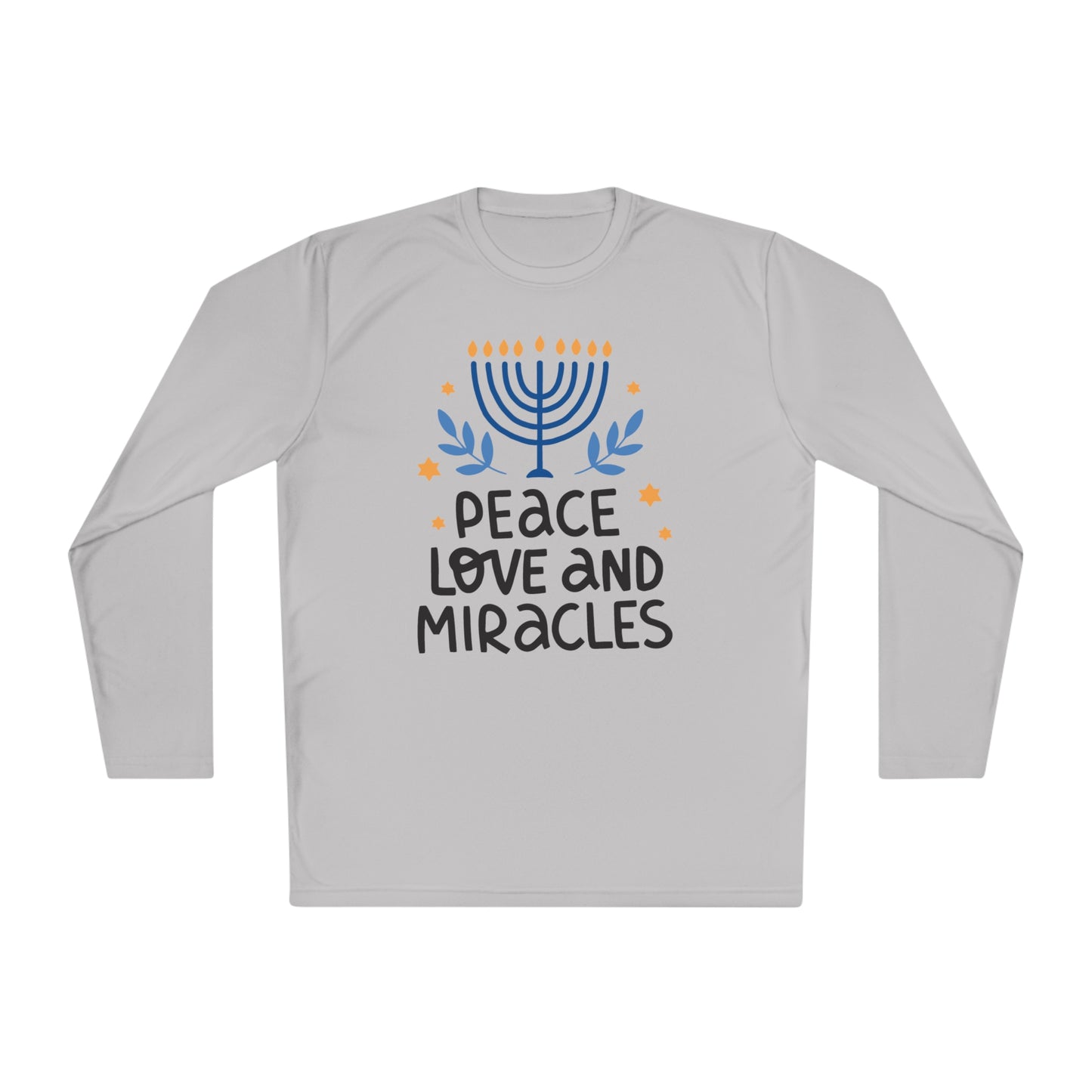 Hanukkah Peace Love & Miracles 1 Adult Long Sleeve Tee