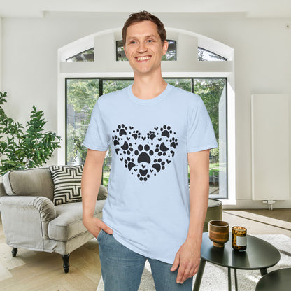 Paw Print Heart Adult T-shirt