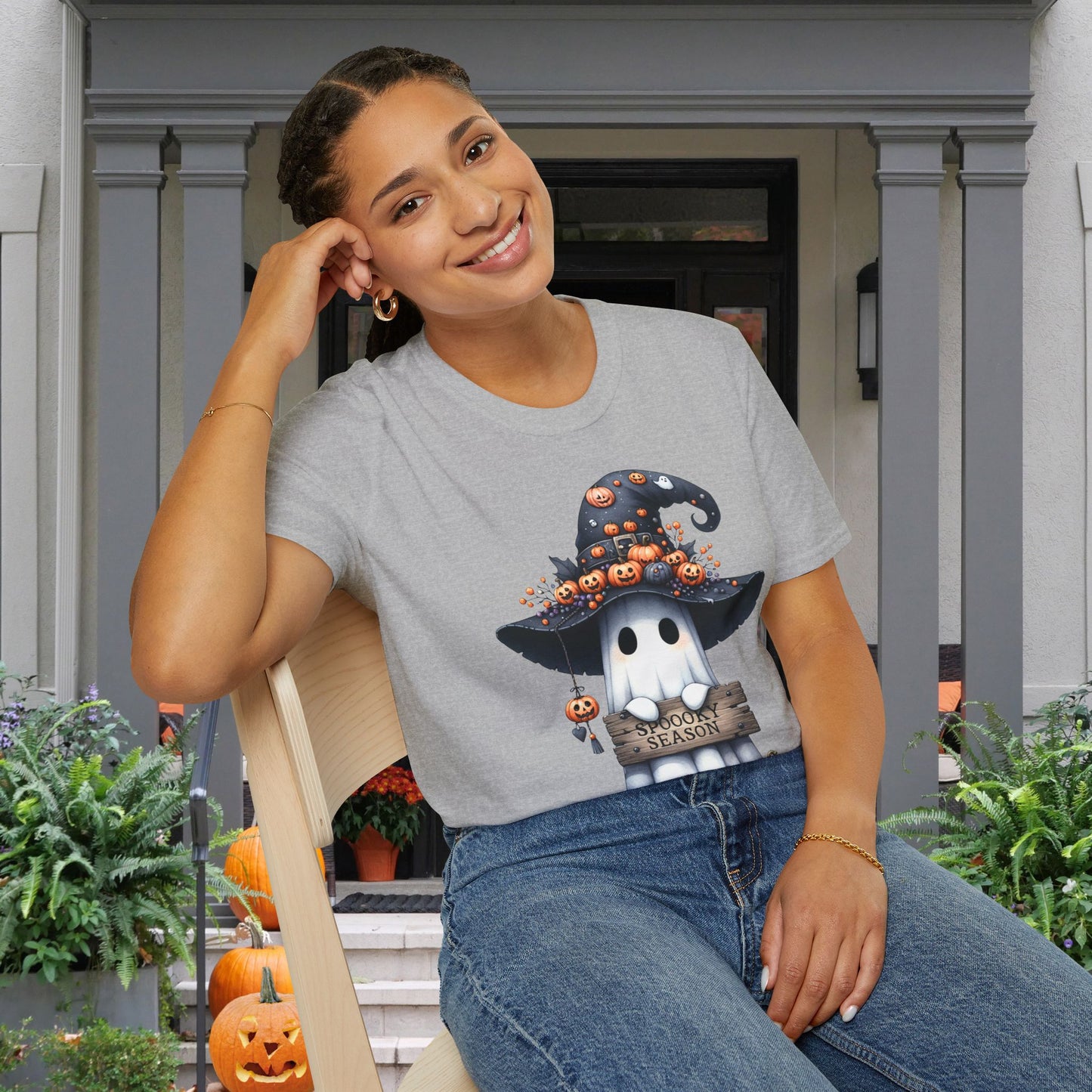 Spooky Season Cute Ghost Adult T-shirt