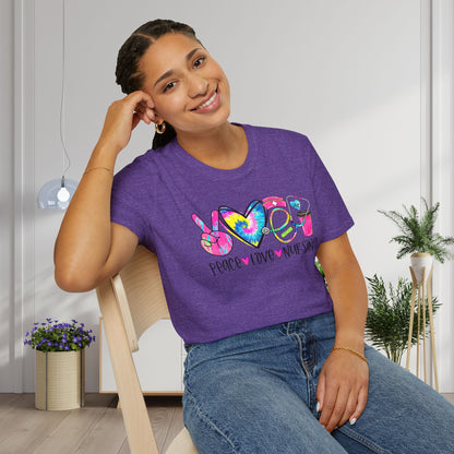 Peace Love Nursing Adult T-shirt