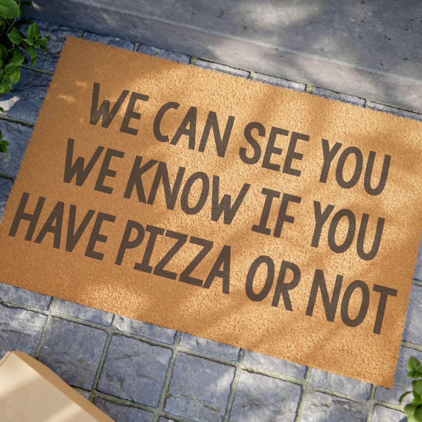 We Can See You We Know If You Have Pizza or Not Coconut Fiber Doormat