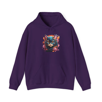 Adorable Kitty w/Flowers Heavy Blend™ Hooded Sweatshirt