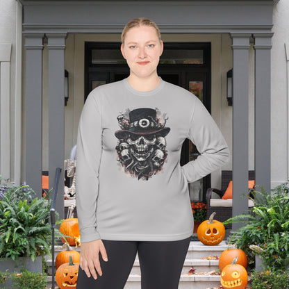 Creepy Skull w/Top Hat Adult Long Sleeve Tee