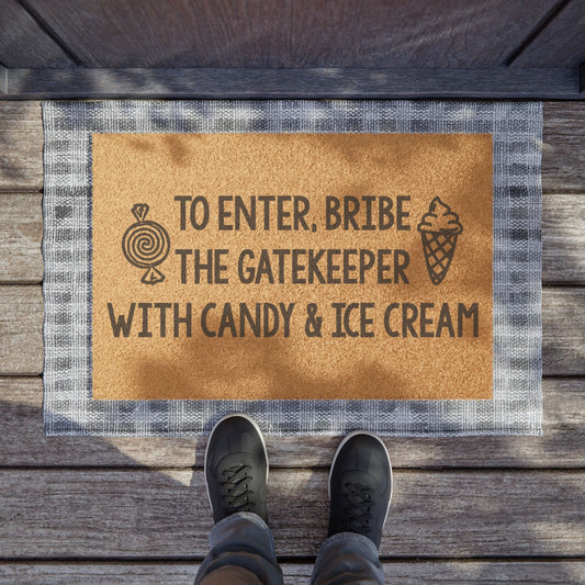 To Enter, Bribe The Gatekeeper... Coconut Fiber Doormat