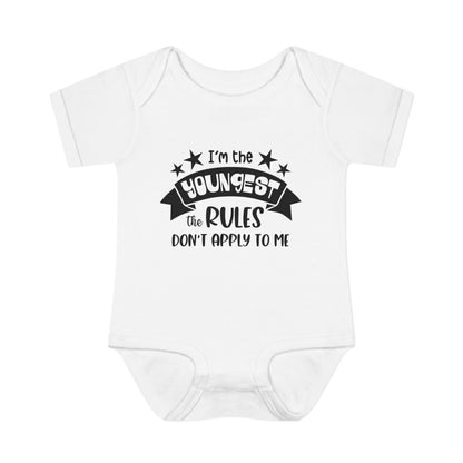 I'm The Youngest The Rules Don't Apply To Me Infant Baby Rib Bodysuit