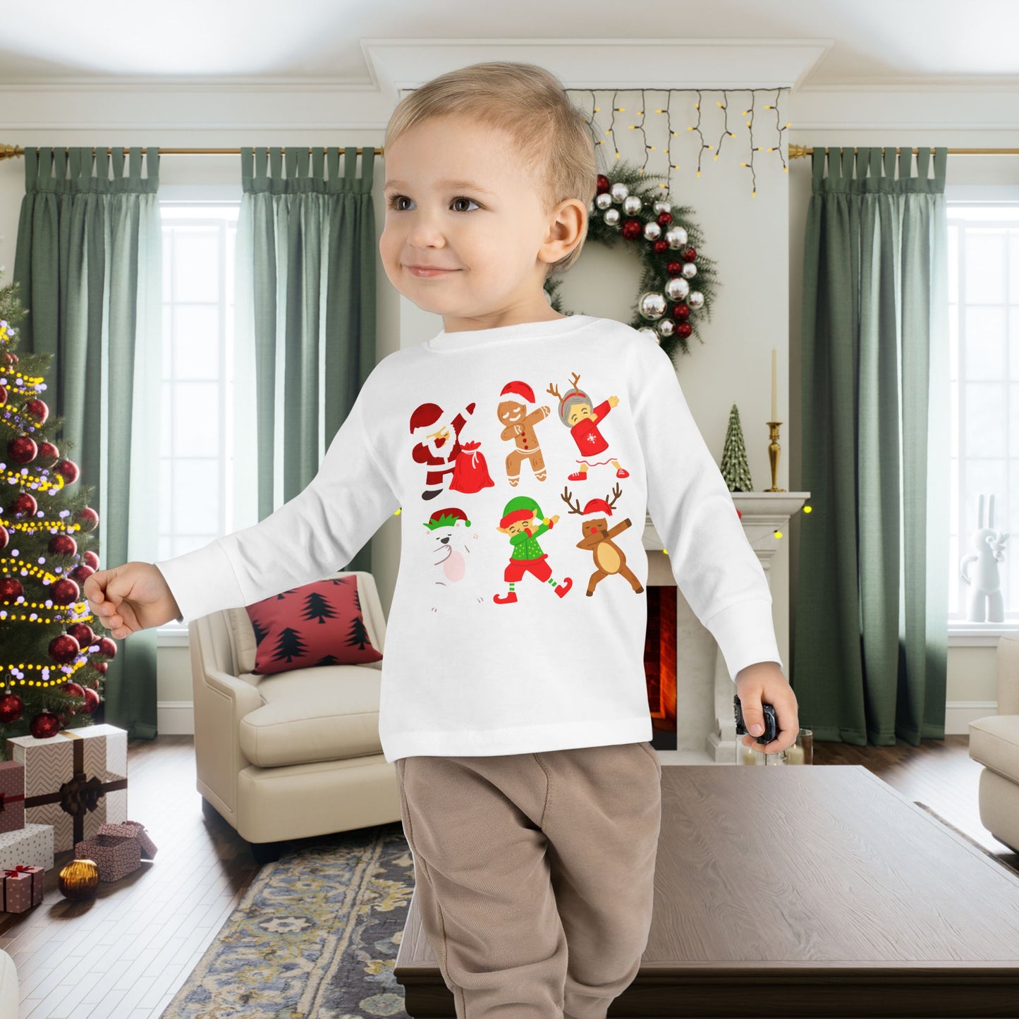 Dabbing Santa Crew Toddler Long Sleeve Tee