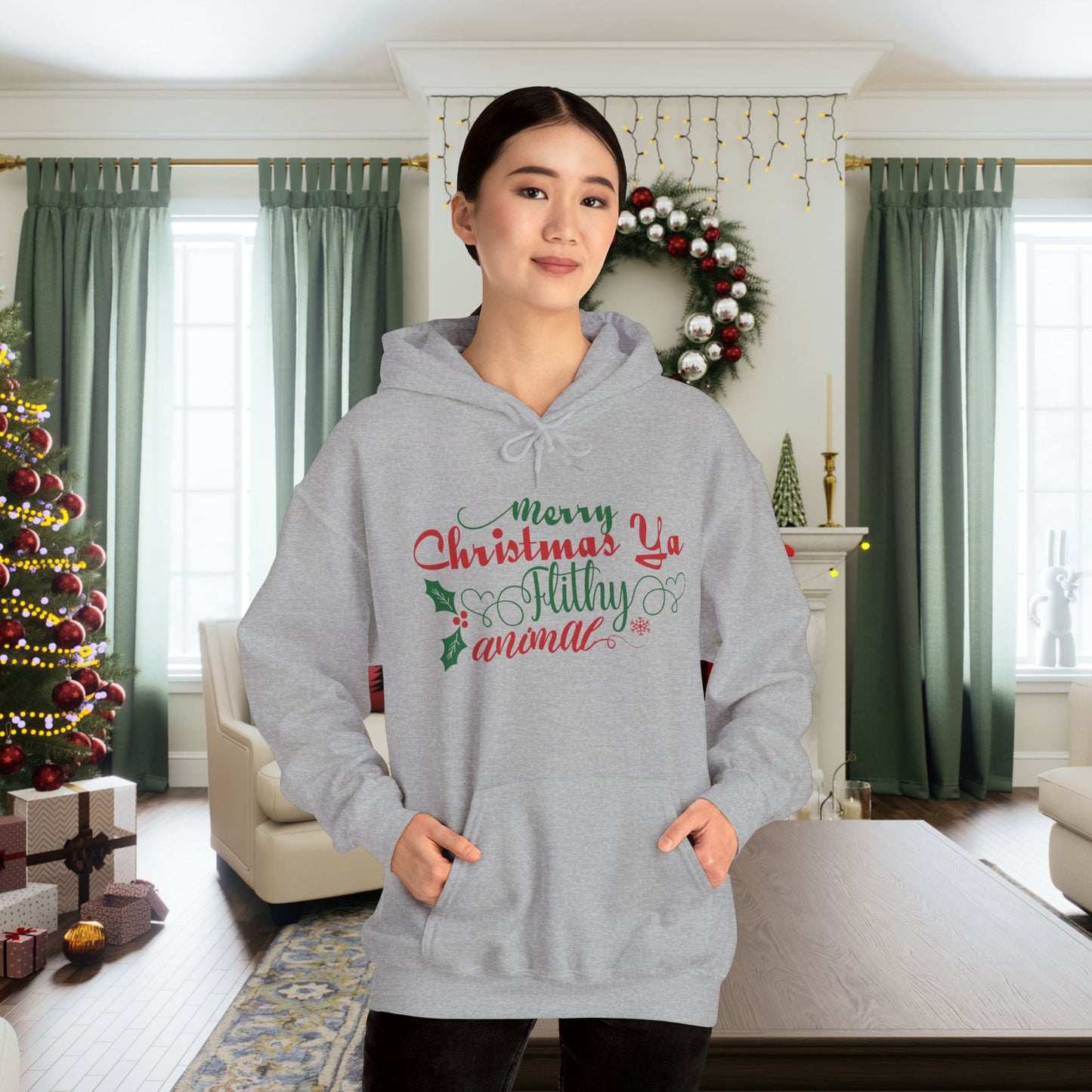 Merry Christmas Ya Filthy Animal Heavy Blend™ Hooded Sweatshirt