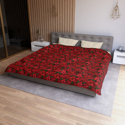 Copy of Winter Poinsettia Garden Microfiber Duvet Cover