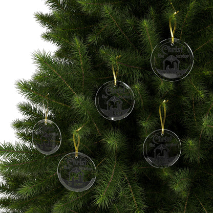 Christ The Savior Is Born (No Background) Glass Ornament