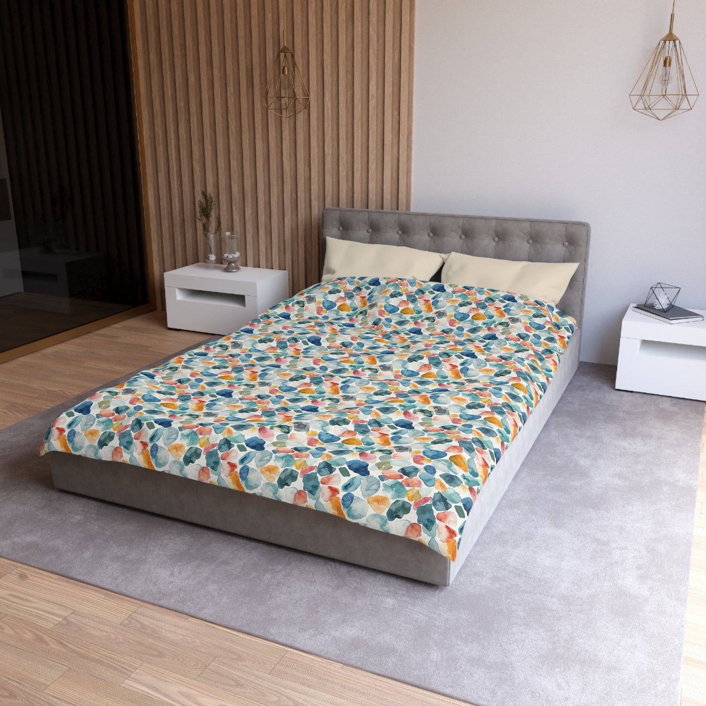 Watercolor Pebble Terrazzo Microfiber Duvet Cover