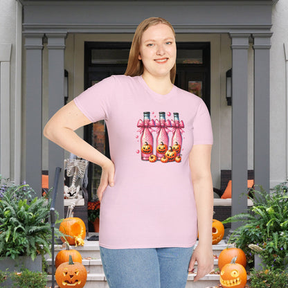 Pink Fizzy Drink w/Pumpkins Adult T-shirt