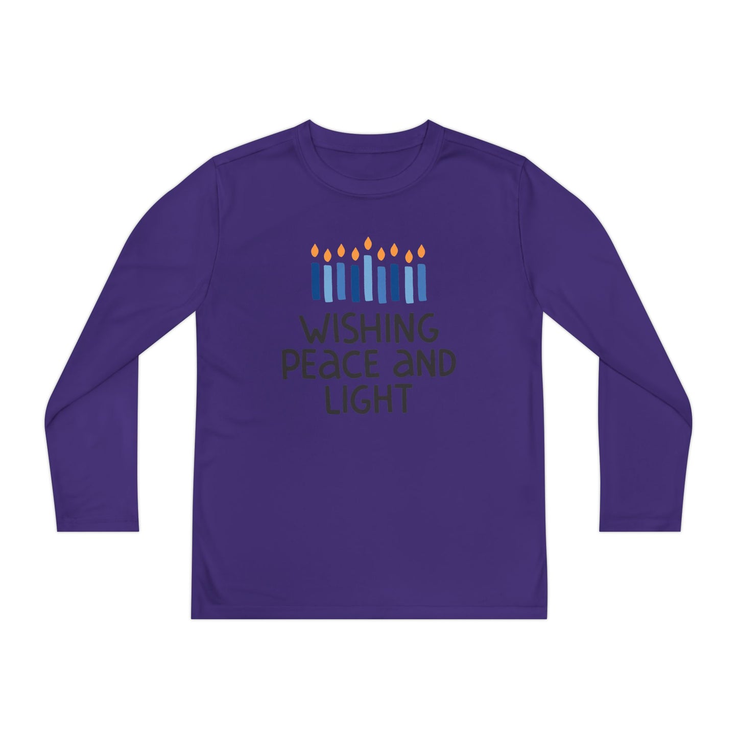 Hanukkah Wishing Peace & LIght Youth Long Sleeve Tee