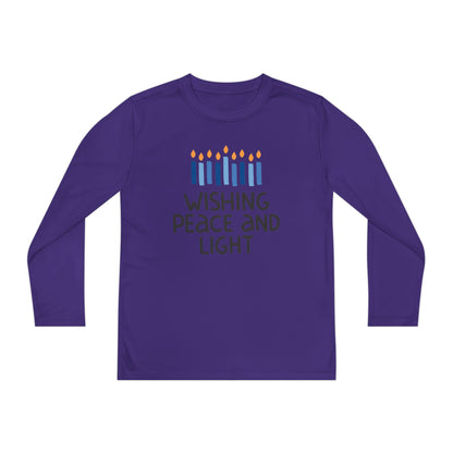Hanukkah Wishing Peace & LIght Youth Long Sleeve Tee