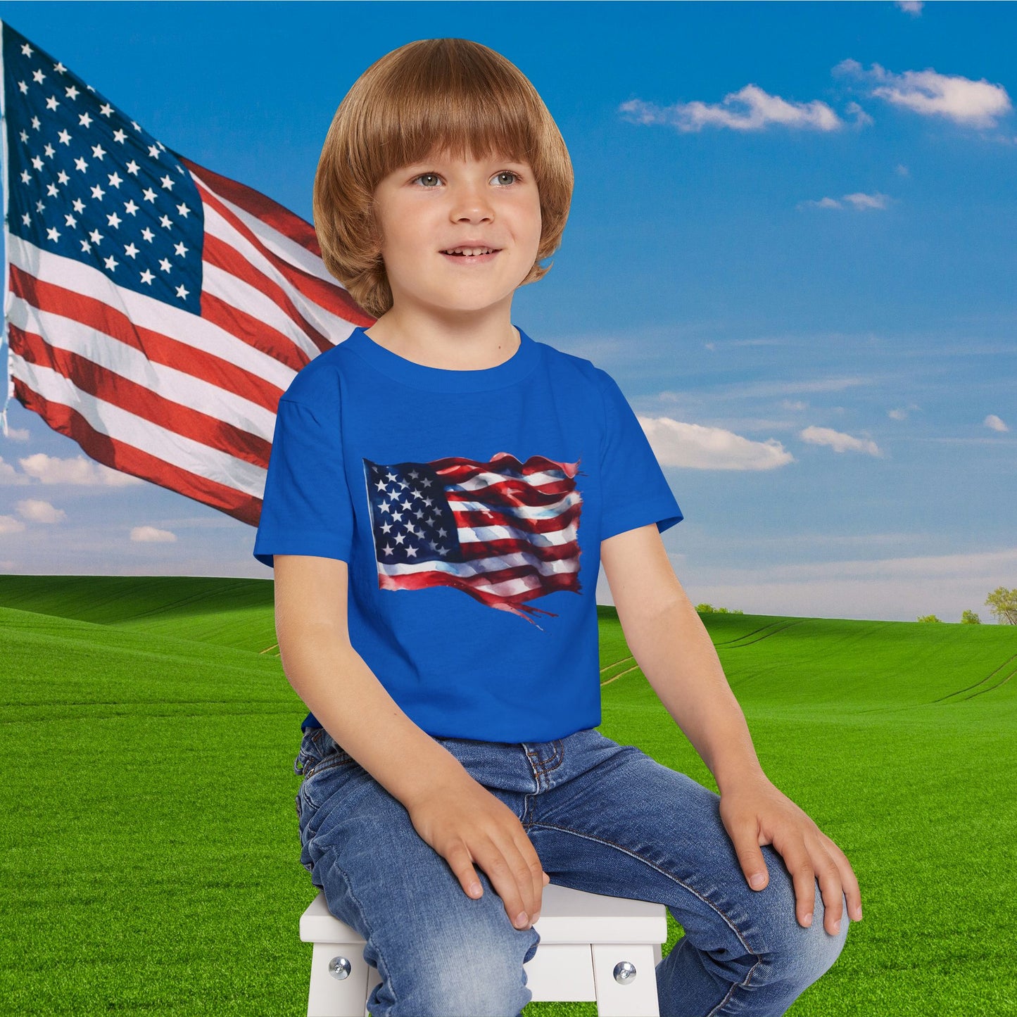 Distressed American Flag Heavy Cotton™ Toddler T-shirt