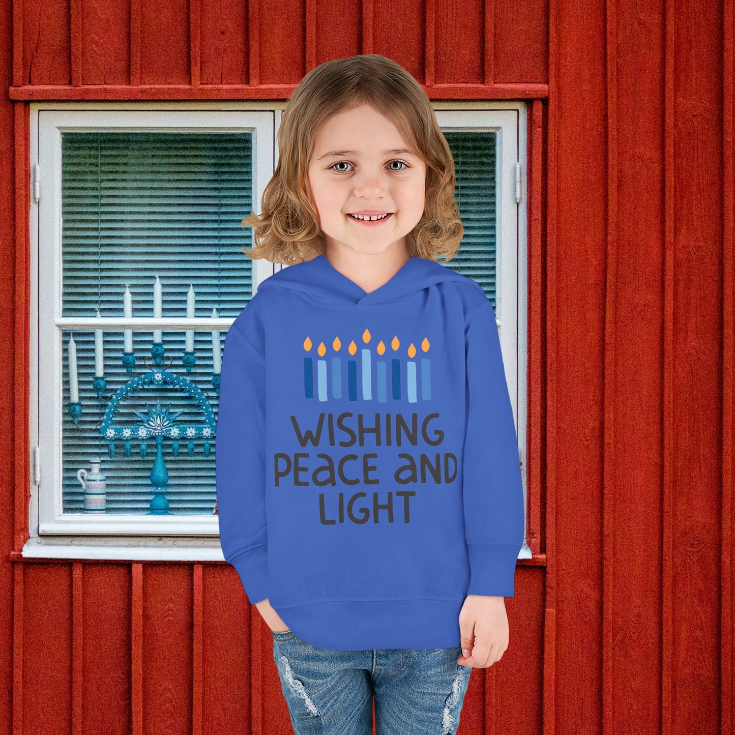 Hanukkah Wishing Peace & Light Toddler Pullover Fleece Hoodie