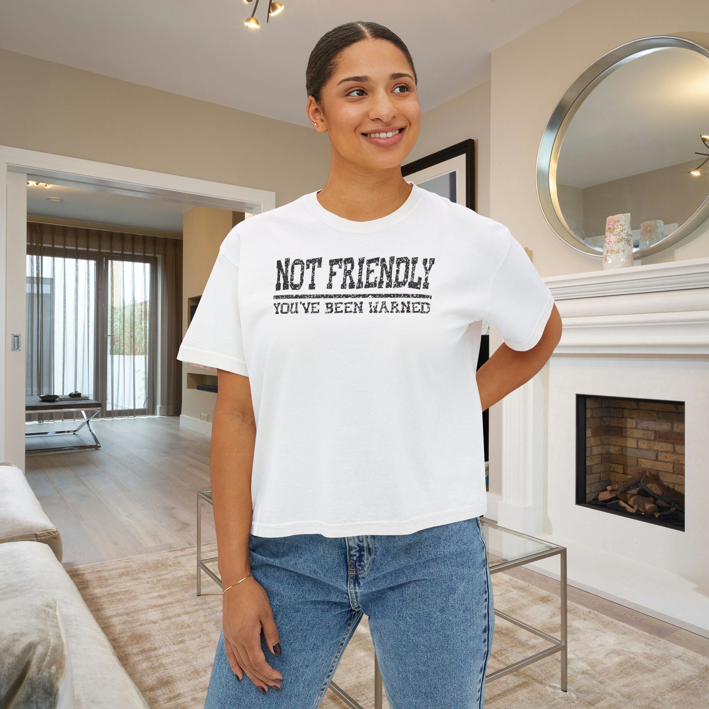 Not Friendly You've Been Warned Women's Boxy Tee