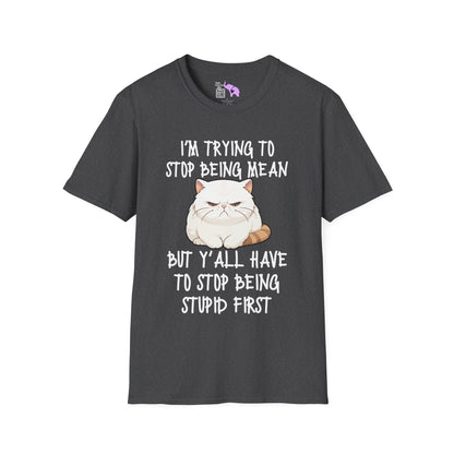 I'm Trying To Stop Being Mean But Yall Have To Stop Being Stupid First Adult T-shirt