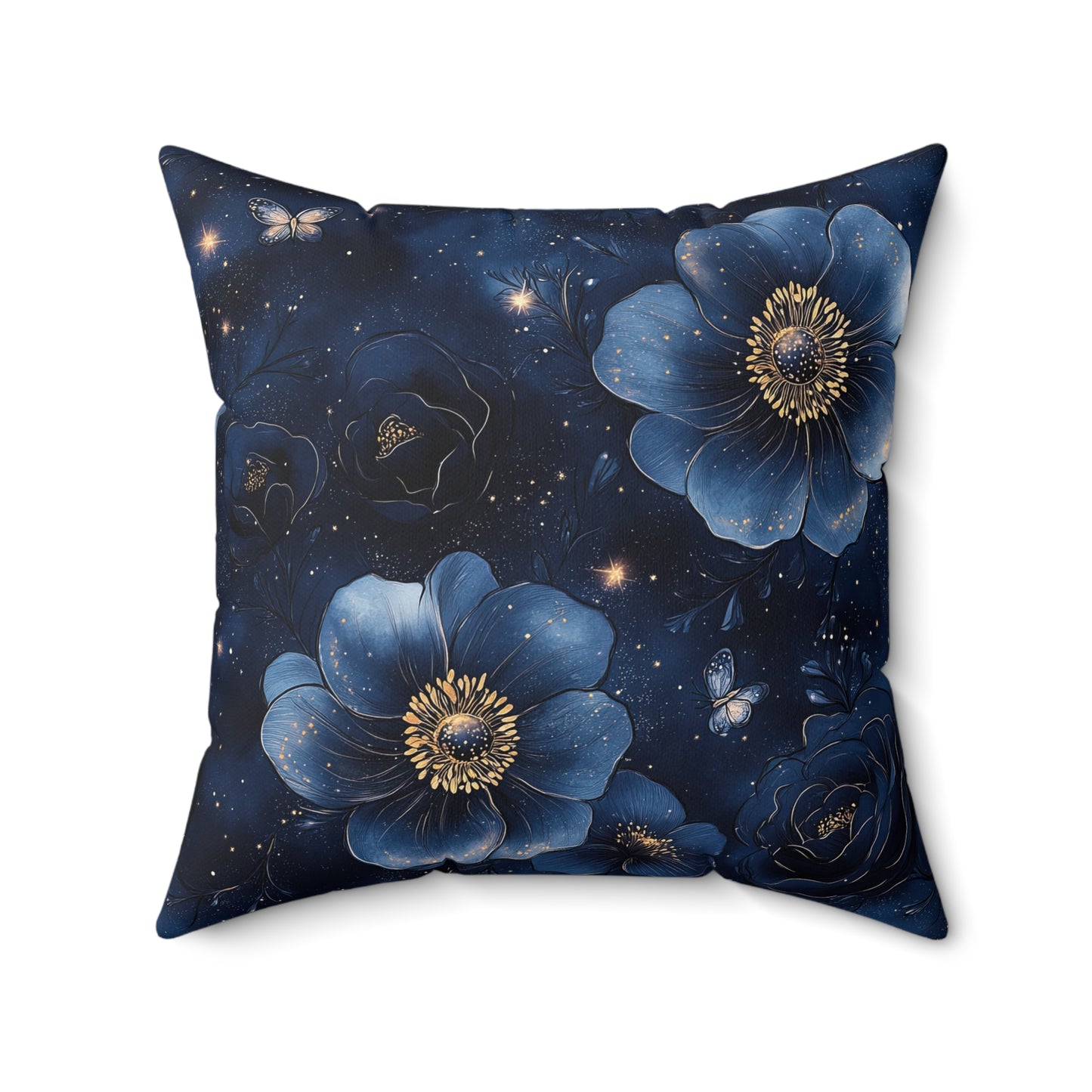 Midnight Sky Blossoms Throw Pillow