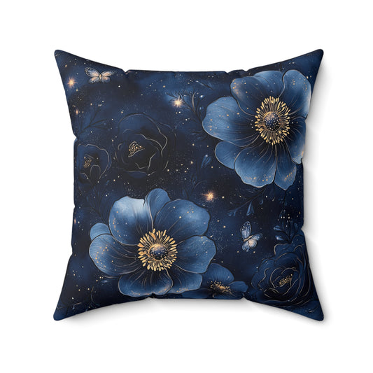 Midnight Sky Blossoms Throw Pillow