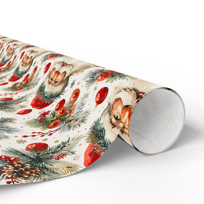 Festive Santa & Holly Blooms Wrapping Paper
