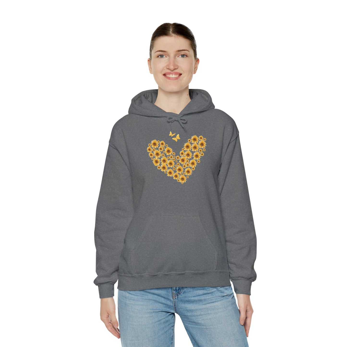 Sunflower Heart & Butterflies Heavy Blend™ Hooded Sweatshirt