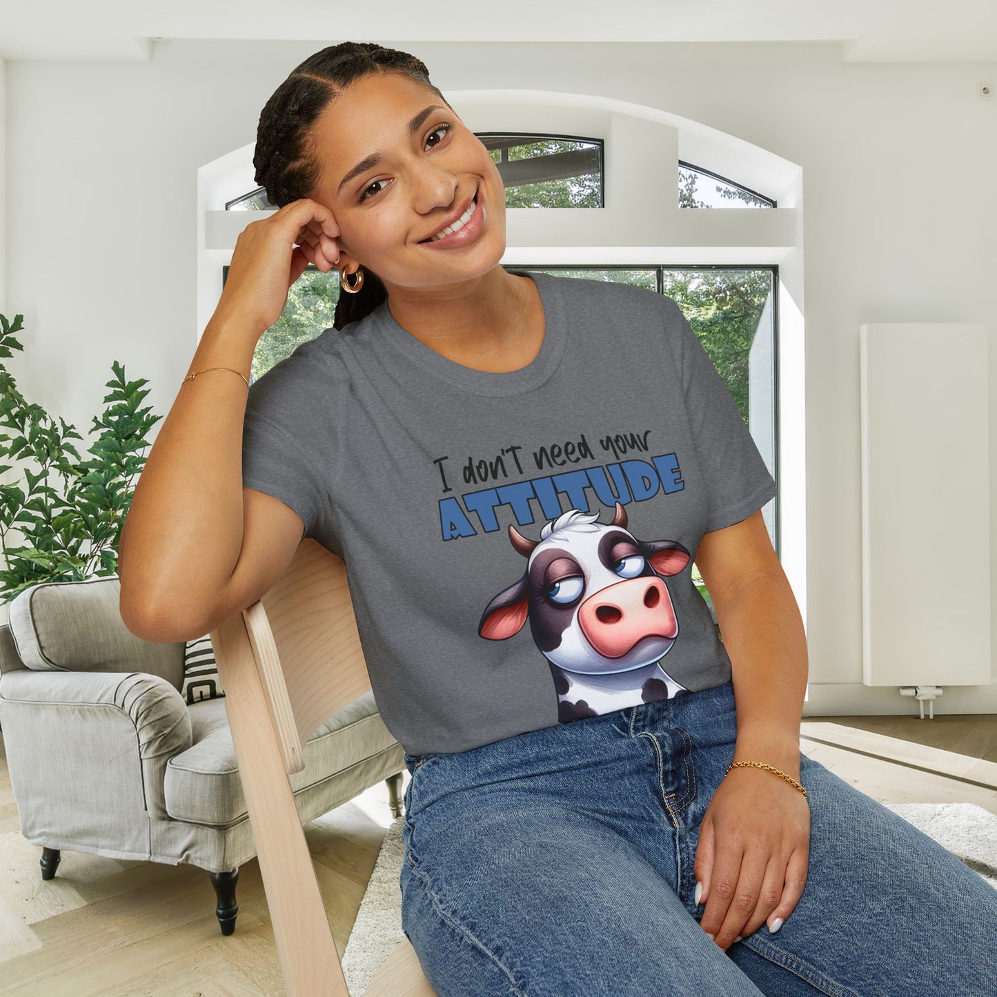 I Don't Need Your Attitude, I Brought My Own (Cow) Adult T-shirt