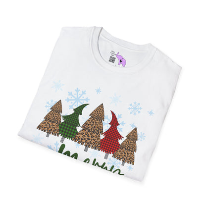 Checkered Print Trees Merry Christmas Adult T-shirt