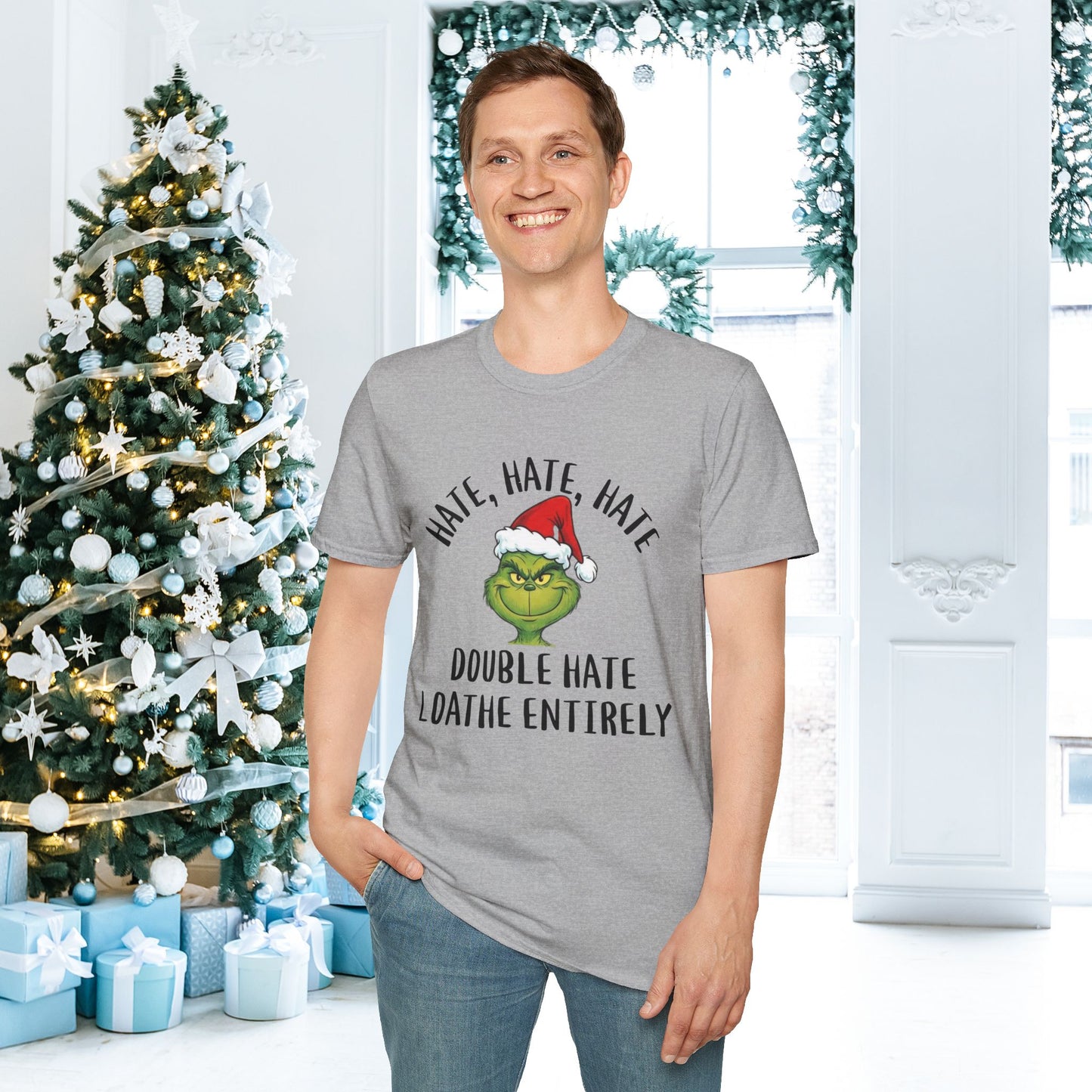 Hate, Hate, Hate, Double Hate, Loathe Entirely-Grinch Adult T-shirt